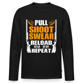 Ja ich schieße wie ein Mädchen | Skeet Geschenke - Männer Premium Bio Langarmshirt - Schwarz - Vorne - Nico (187cm)