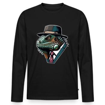 Iguana - Men's Premium Organic Long Sleeve Shirt - black - Front - Nico (187cm)