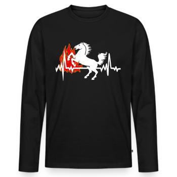 Horse Heartbeat Riding Fire Heat - Men's Premium Organic Long Sleeve Shirt - black - Front - Nico (187cm)