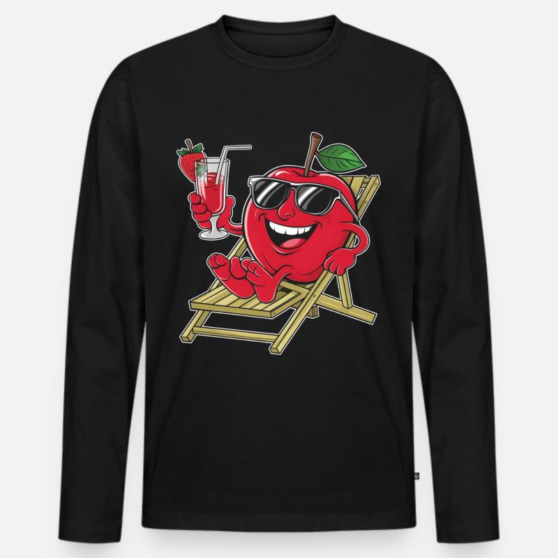 Apfel - Männer Premium Bio Langarmshirt - Schwarz