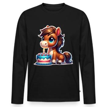Pferd Fohlen Pony Geburtstag - Männer Premium Bio Langarmshirt - Schwarz - Vorne - Nico (187cm)