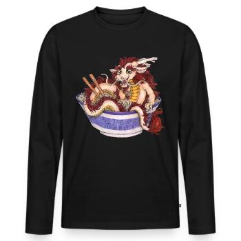 Witziger Ramen Nudel Drache Essen Japan Geschenk - Männer Premium Bio Langarmshirt - Schwarz - Vorne - Nico (187cm)