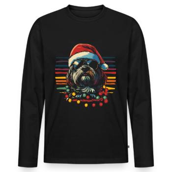 Havaneser mit Sonnenbrille und Weihnachtsmütze - Männer Premium Bio Langarmshirt - Schwarz - Vorne - Nico (187cm)