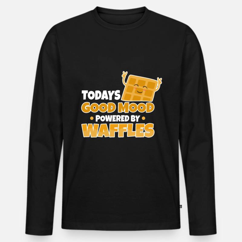 Powered by Waffles - Männer Premium Bio Langarmshirt - Schwarz