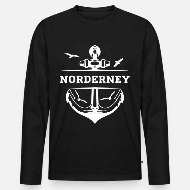 Norderney - Männer Premium Bio Langarmshirt - Schwarz