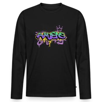 Amiens France City Graffiti Spray Sprayer - Men's Premium Organic Long Sleeve Shirt - black - Front - Nico (187cm)