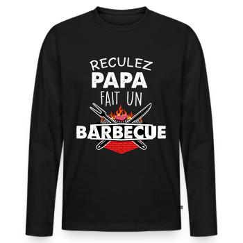 Papa et Barbecue Humour Grillade - T-shirt manches longues Premium bio Homme - noir - Devant - Nico (187cm)