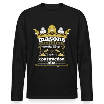 MASONS - the Kings of the construction site - Männer Premium Bio Langarmshirt - Schwarz - Vorne - Nico (187cm)