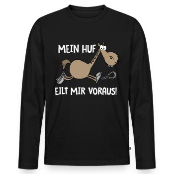 Mein Huf eilt mir voraus - Männer Premium Bio Langarmshirt - Schwarz - Vorne - Nico (187cm)