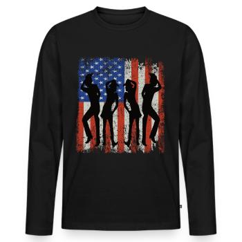 Danse en ligne Country Western Dance Country Music - T-shirt manches longues Premium bio Homme - noir - Devant - Nico (187cm)