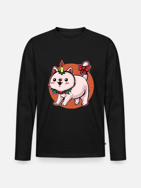Jul Grim Jul Kat Fisse Xmas Kat - Premium økologisk langærmet T-shirt til mænd - sort