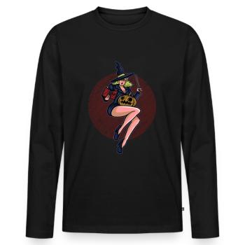 Cadeau d’Halloween Sorcière Squelette Tueur Horreur - T-shirt manches longues Premium bio Homme - noir - Devant - Nico (187cm)