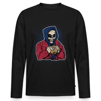 Halloween Costume Burger Cheese Spooky Skull Zombie - Men's Premium Organic Long Sleeve Shirt - black - Front - Nico (187cm)