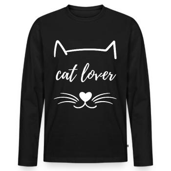les chats amoureux des chats adorent dire cadeau - T-shirt manches longues Premium bio Homme - noir - Devant - Nico (187cm)