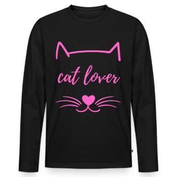 cat lover katzen liebe spruch geschenk idee - Männer Premium Bio Langarmshirt - Schwarz - Vorne - Nico (187cm)