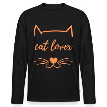 cat lover katzen liebe spruch geschenk orange - Männer Premium Bio Langarmshirt - Schwarz - Vorne - Nico (187cm)