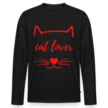 cat lover katzen liebe spruch geschenk idee - Männer Premium Bio Langarmshirt - Schwarz - Vorne - Nico (187cm)