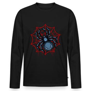 Halloween Costume Spider Monster Spooky Skull - Men's Premium Organic Long Sleeve Shirt - black - Front - Nico (187cm)