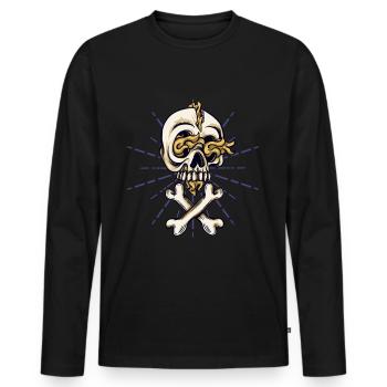 Halloween Costume Spider Monster Spooky Skull - Men's Premium Organic Long Sleeve Shirt - black - Front - Nico (187cm)