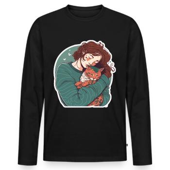 Katzenmama Katze Anime Kätzchen Liebe Frau Mama - Männer Premium Bio Langarmshirt - Schwarz - Vorne - Nico (187cm)
