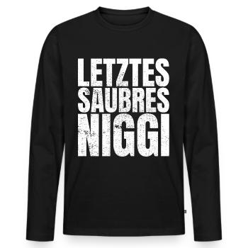 DDR Ostalgie Niggi Ossi Geschenk - Männer Premium Bio Langarmshirt - Schwarz - Vorne - Nico (187cm)