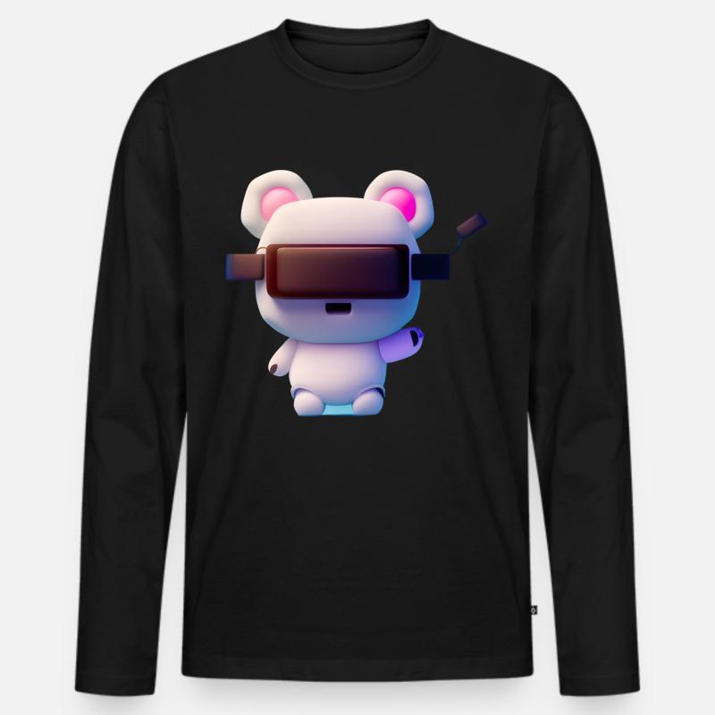 Bär mit Virtual Reality Headset - Männer Premium Bio Langarmshirt - Schwarz
