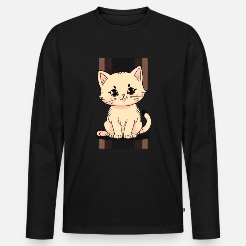 Kätzchen Niedlich - Männer Premium Bio Langarmshirt - Schwarz