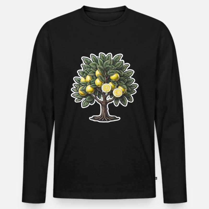 Zitronenbaum - Männer Premium Bio Langarmshirt - Schwarz