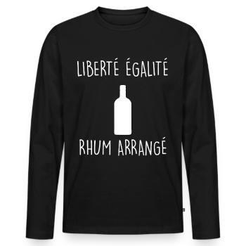 Liberté egalité rhum arrangé - T-shirt manches longues Premium bio Homme - noir - Devant - Nico (187cm)
