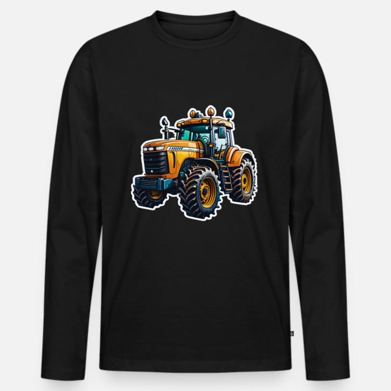Traktor - Männer Premium Bio Langarmshirt - Schwarz