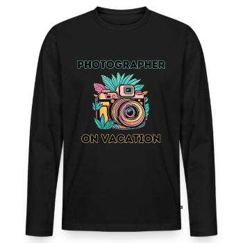 Fotograf im Urlaub - Männer Premium Bio Langarmshirt - Schwarz - Vorne - Nico (187cm)