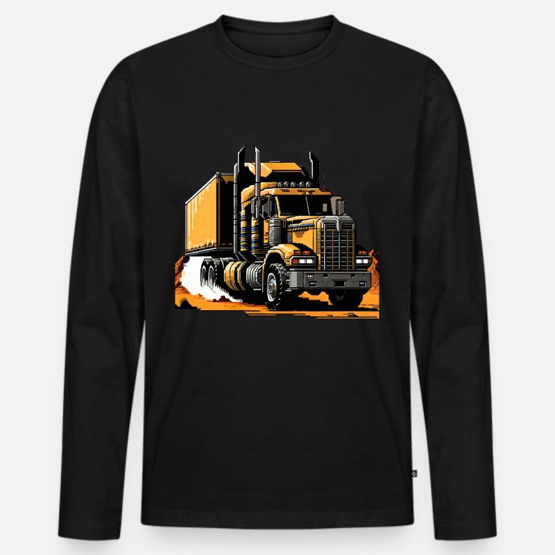 Postapokalyptischer Sattelschlepper - Männer Premium Bio Langarmshirt - Schwarz