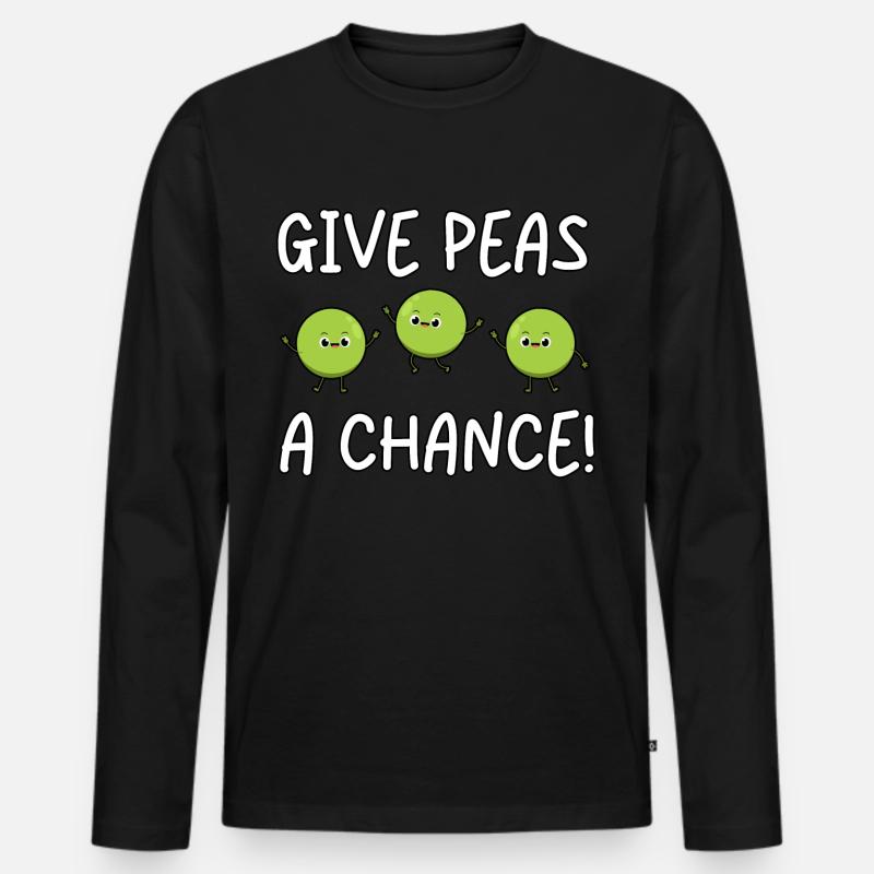 Give Peas a Chance - Männer Premium Bio Langarmshirt - Schwarz