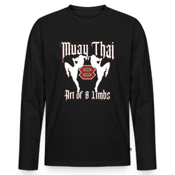 Muay Thai Thai Boxing Thailand - Men's Premium Organic Long Sleeve Shirt - black - Front - Nico (187cm)