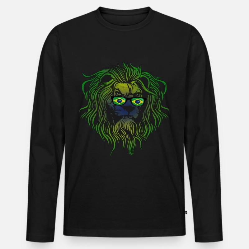 Brasilien - Männer Premium Bio Langarmshirt - Schwarz