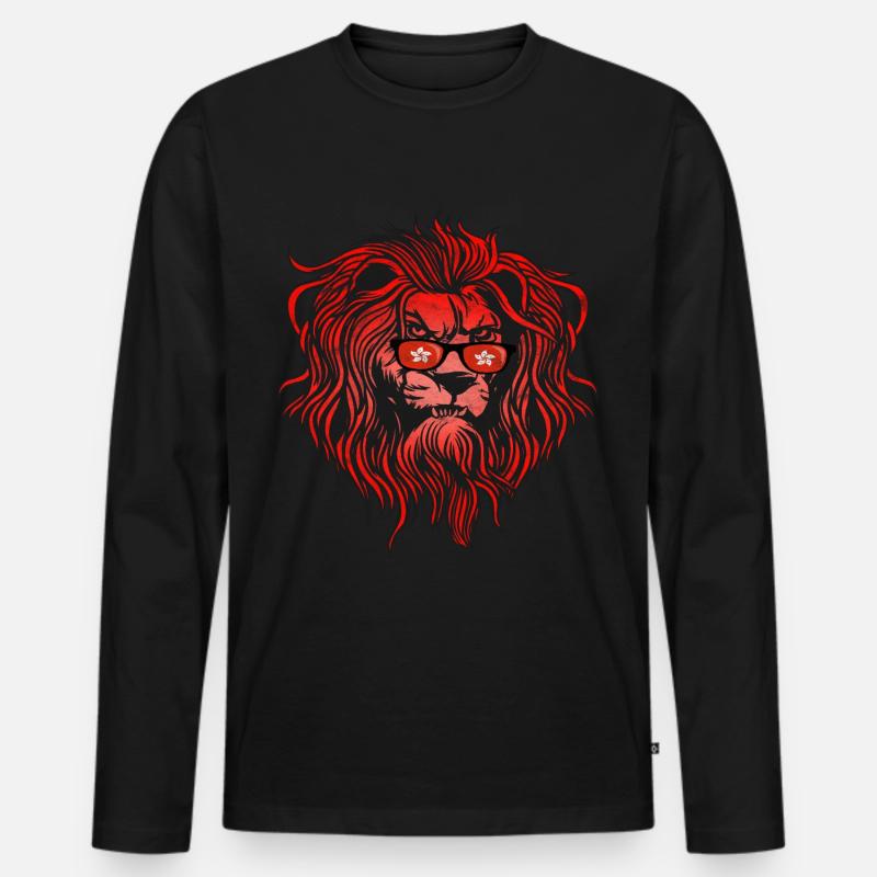 Hongkong - Männer Premium Bio Langarmshirt - Schwarz