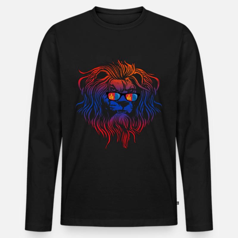 Mongolei - Männer Premium Bio Langarmshirt - Schwarz
