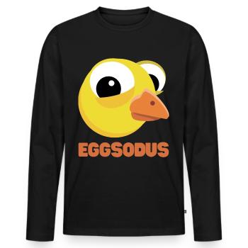 Funny chick pun EGGSODUS - Men's Premium Organic Long Sleeve Shirt - black - Front - Nico (187cm)