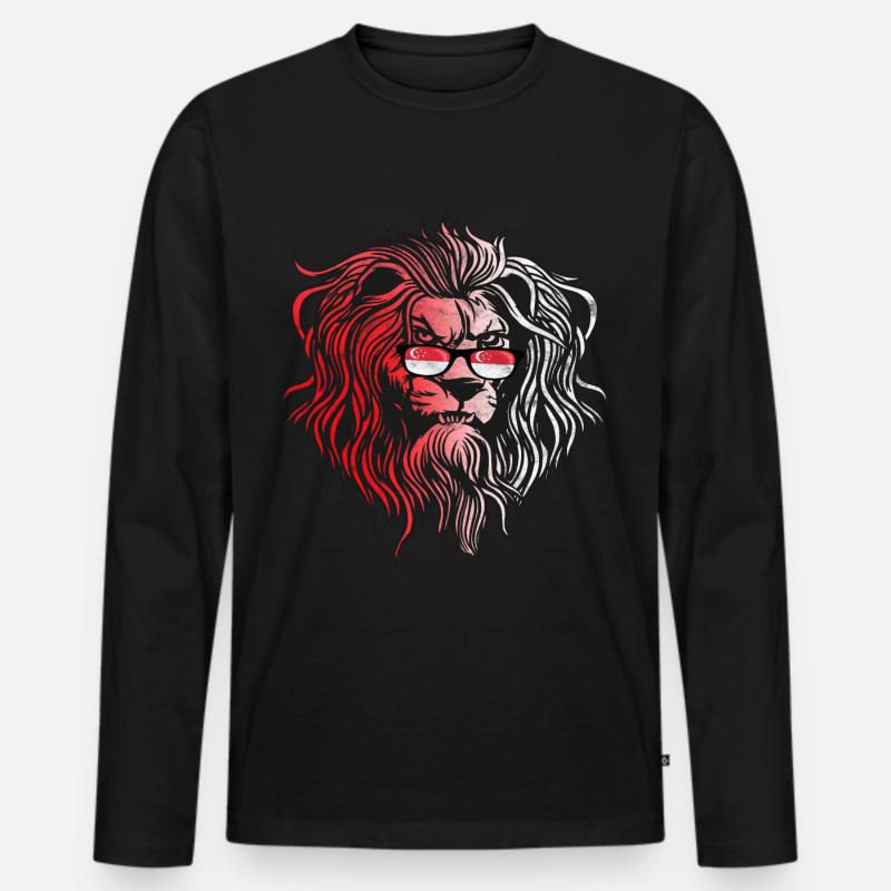 Singapur - Männer Premium Bio Langarmshirt - Schwarz