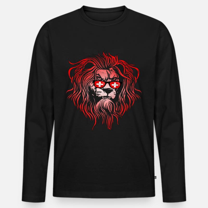 Schweiz - Männer Premium Bio Langarmshirt - Schwarz