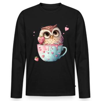 Owl Owls - Men's Premium Organic Long Sleeve Shirt - black - Front - Nico (187cm)