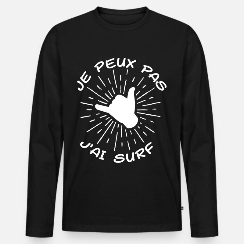 Ich kann nicht surfen - Männer Premium Bio Langarmshirt - Schwarz