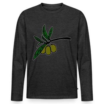 Rameau d’olivier - T-shirt manches longues Premium bio Homme - anthracite chiné - Devant - Nico (187cm)