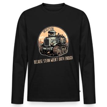 Dieselpunk Weil Dampf nicht schmutzig genug war - Männer Premium Bio Langarmshirt - Schwarz - Vorne - Nico (187cm)