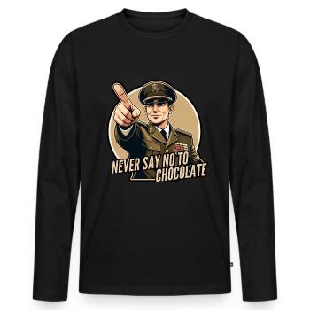 Ne dites jamais non au chocolat - T-shirt manches longues Premium bio Homme - noir - Devant - Nico (187cm)