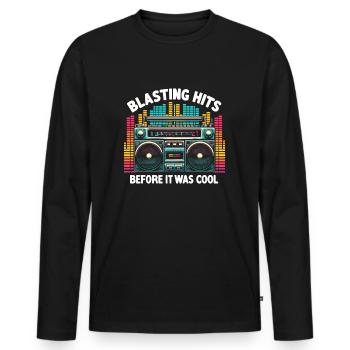Blasting Hits Before It Was Cool Eighties Boombox - T-shirt manches longues Premium bio Homme - noir - Devant - Nico (187cm)