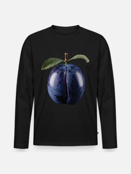 Brombeere Frucht Geschenk - Männer Premium Bio Langarmshirt - Schwarz