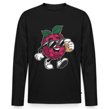 Himbeer Bier - Männer Premium Bio Langarmshirt - Schwarz - Vorne - Nico (187cm)