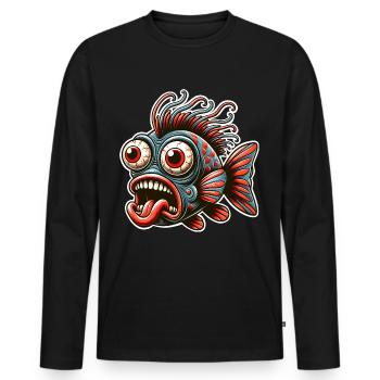Fisch Crazy - Männer Premium Bio Langarmshirt - Schwarz - Vorne - Nico (187cm)