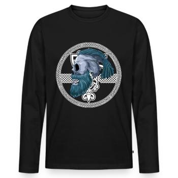 Wikinger Viking Totenschädel Zopf Flechten - Männer Premium Bio Langarmshirt - Schwarz - Vorne - Nico (187cm)